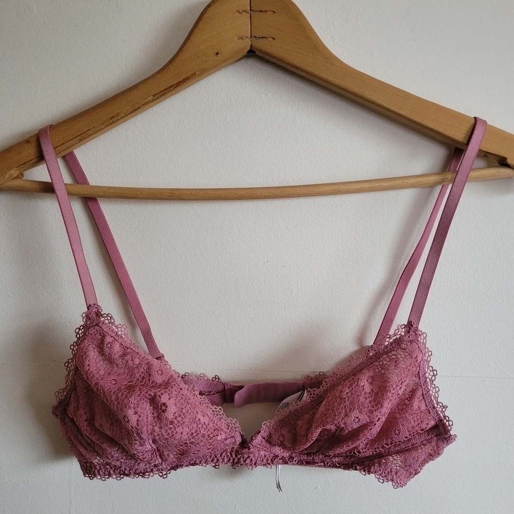 Victoria's Secret Lace Bra Bralette Pink Mauve S Small